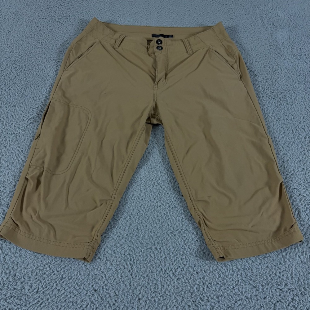 Prana Pants Womens 14 Brown Cargo Capri Cargo Alana Knicker Drawstring Hiking